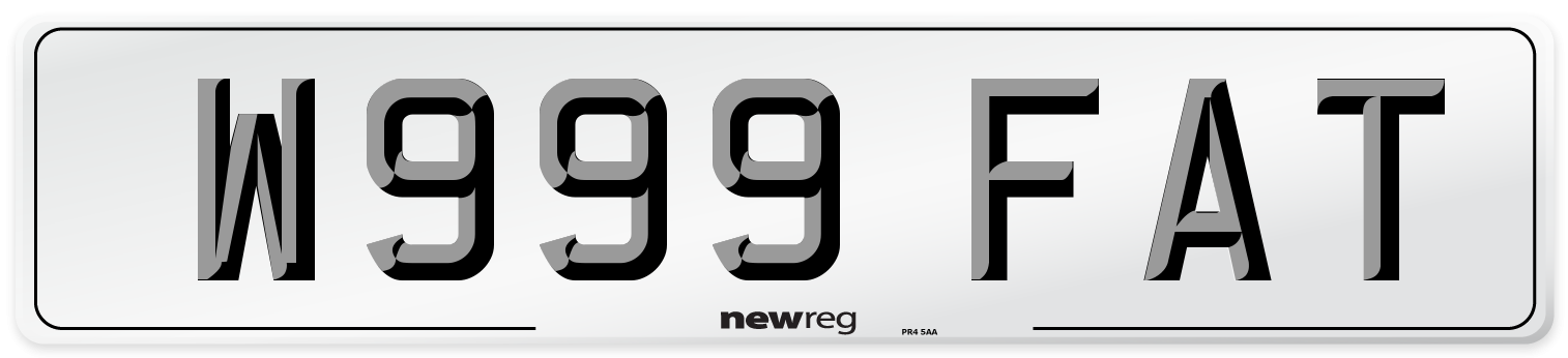 W999 FAT Number Plate from New Reg